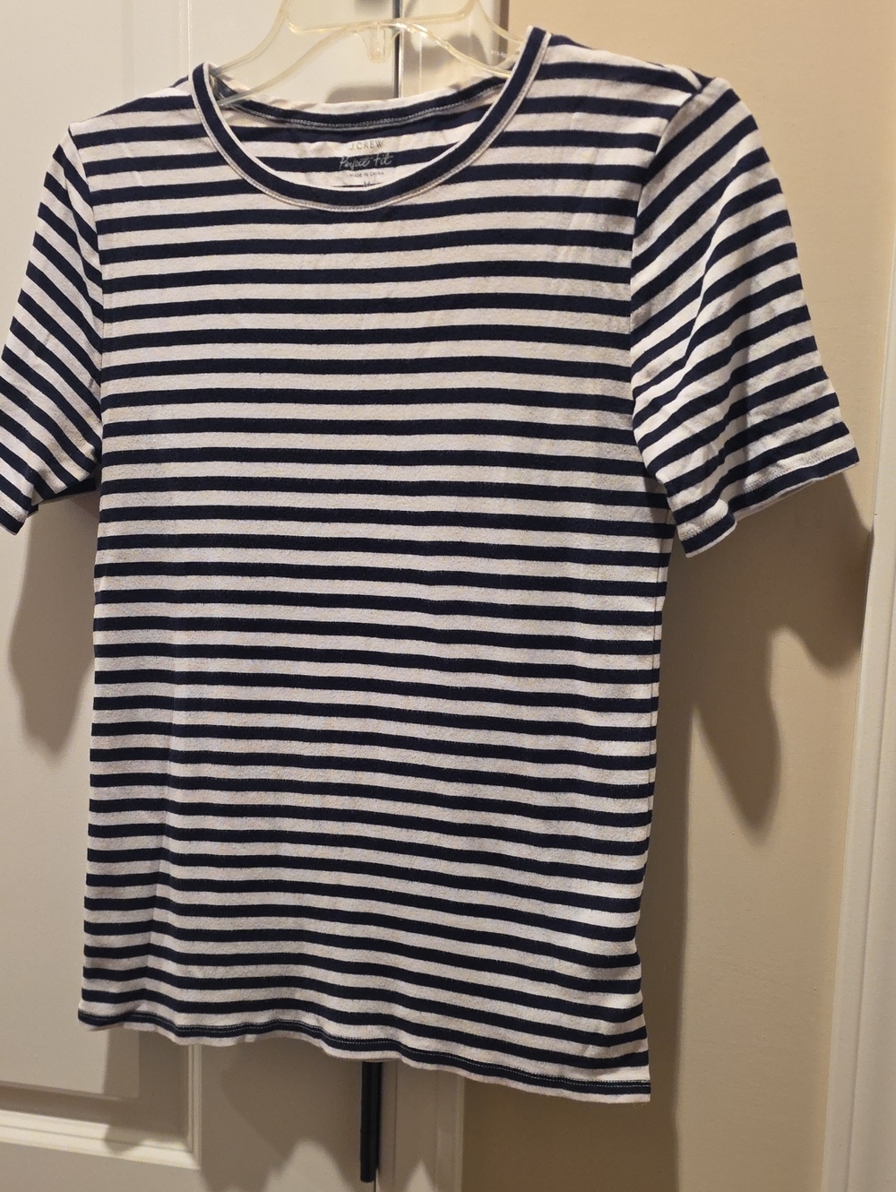 J. Crew Navy and White Striped Short Sleeve Tee